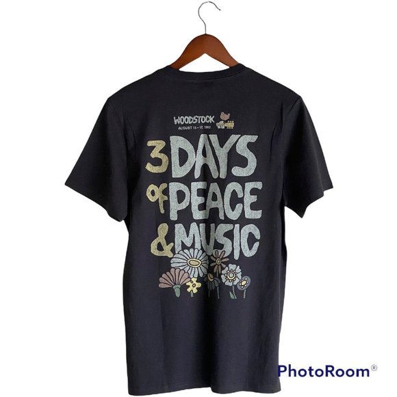 Woodstock Black Small Graphic Tee T-Shirt Men's S Music Band New - Picture 4 of 5